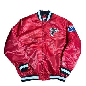 Atlanta Falcons Starter NFL Satin Red Stitched Bomber Snap Front XXL Jacket